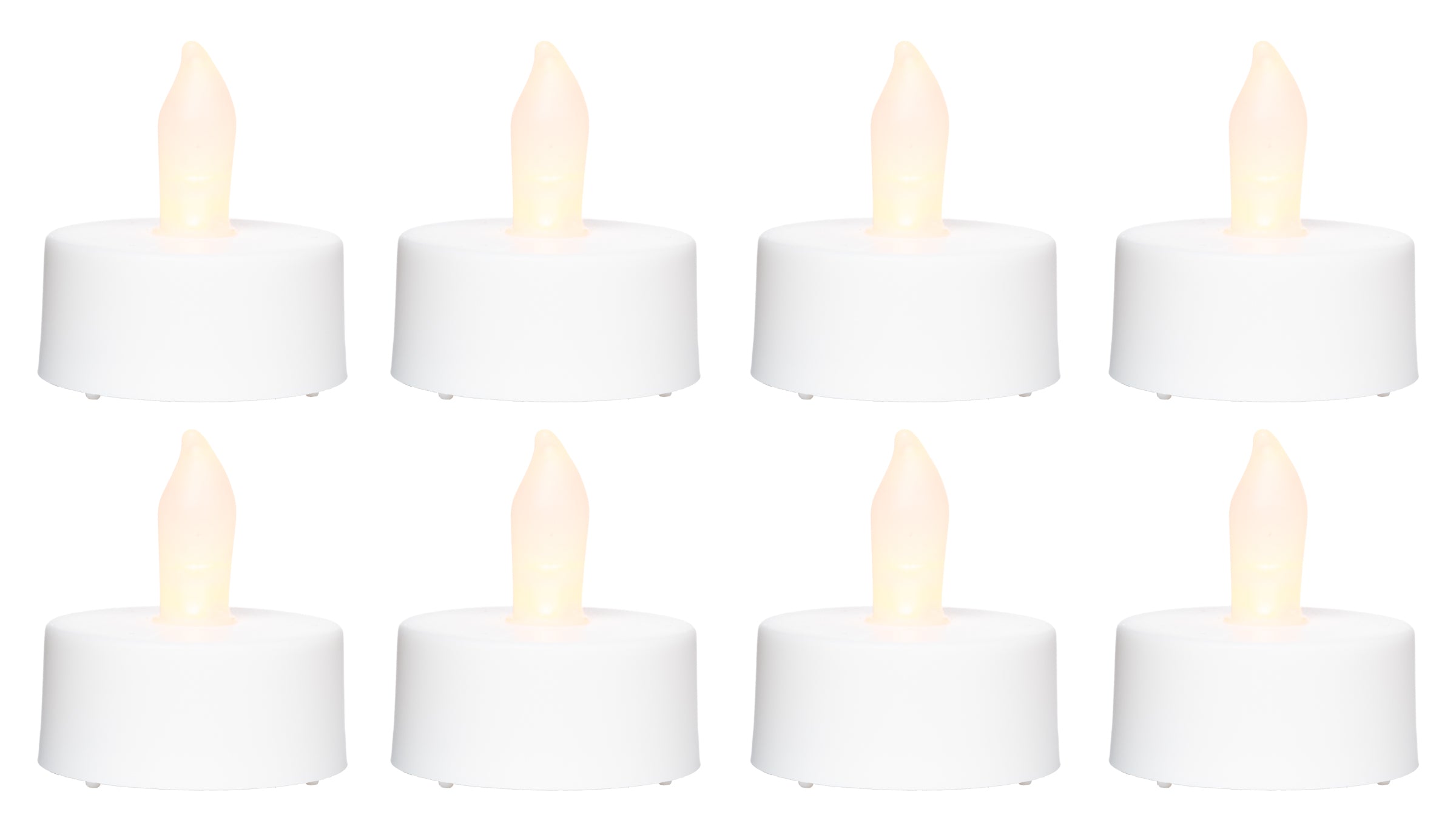 8PK Plastic Tea Lights White