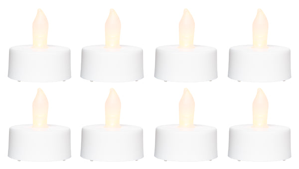 8PK Plastic Tea Lights White