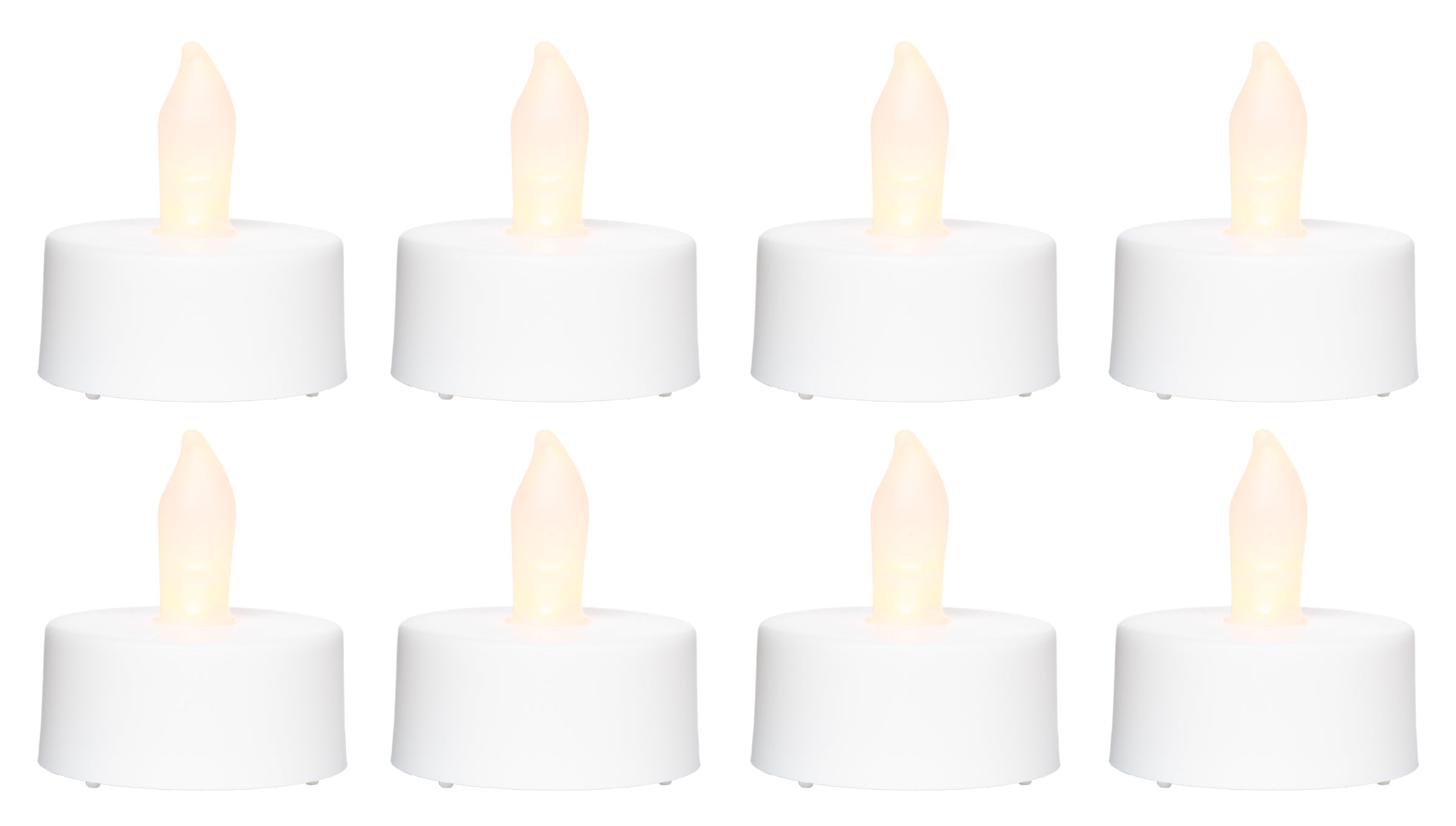 8PK Plastic Tea Lights White